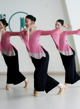 北舞院校同款古典舞练功服基训纱衣身韵团服长袖喇叭袖舞蹈上衣女