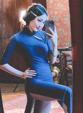 甘甘家现代舞古典舞舞蹈摄影复古旗袍刘浩存同款2022年新款女秋冬