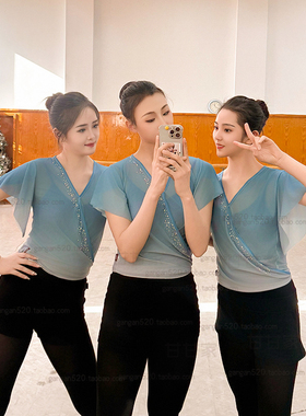 古典舞练功纱衣大袖子基训纱衣北舞同款专业团服成人身韵短袖班服