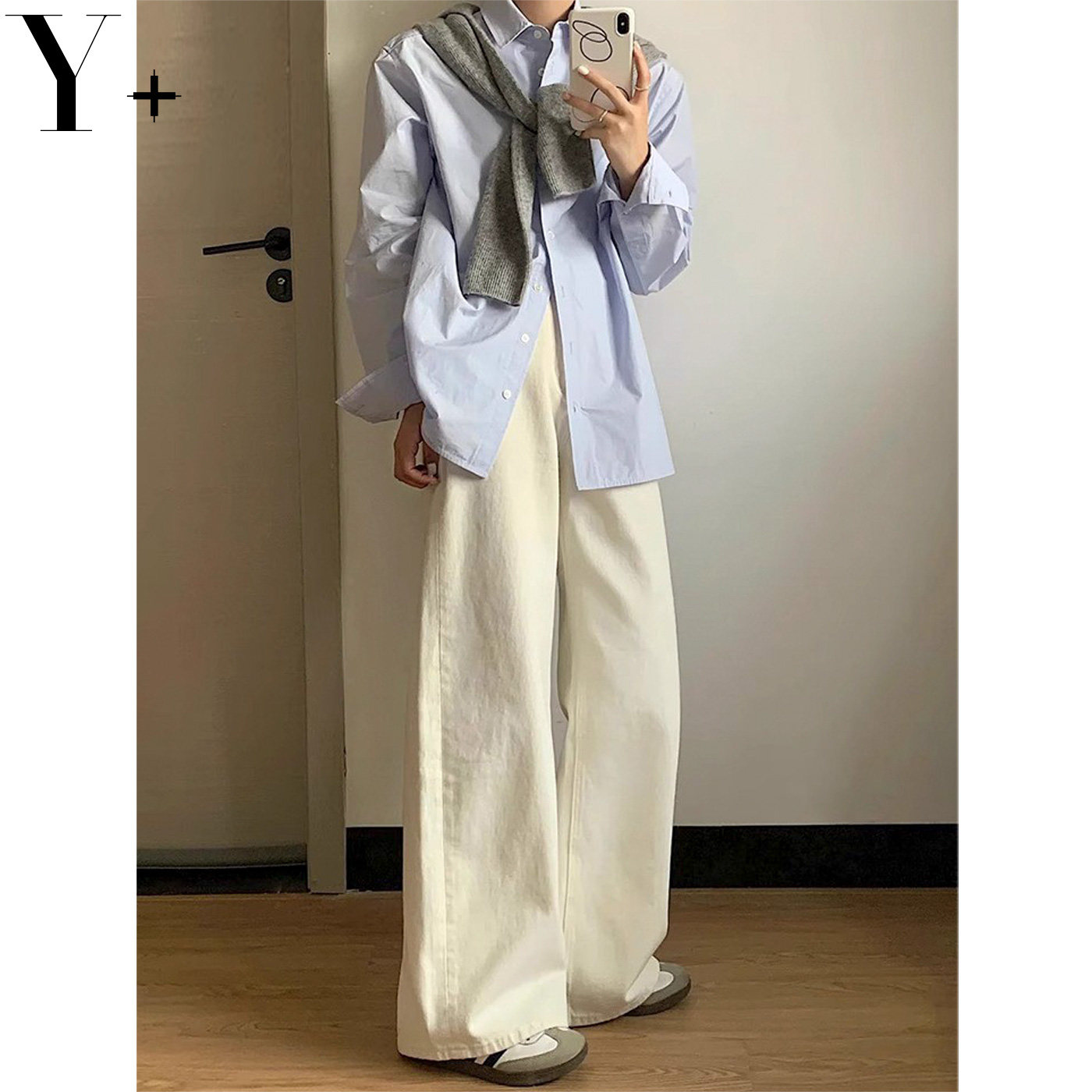 高腰阔腿牛仔裤女白色2026春季新款宽松显瘦直筒大裤腿垂感拖地裤