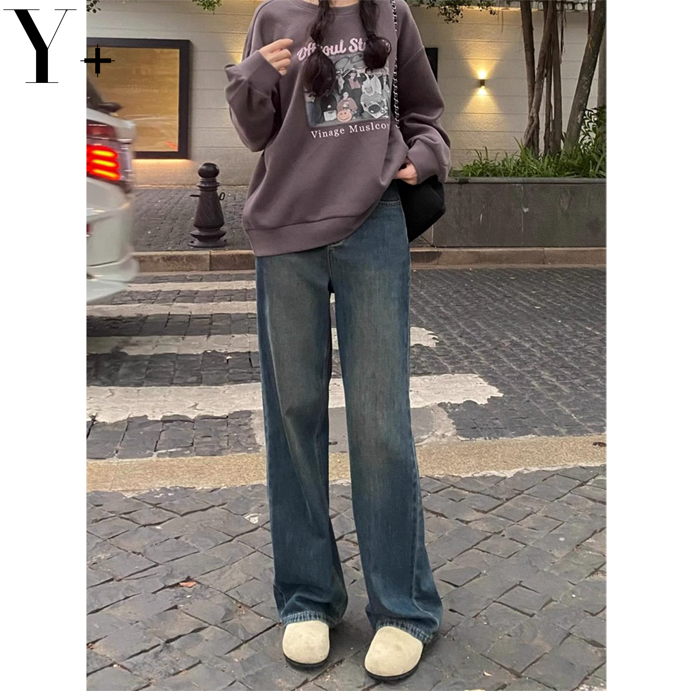 阔腿牛仔裤女春季窄版直筒裤