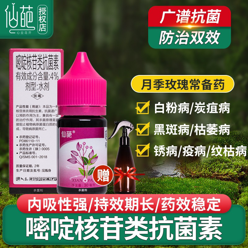 仙葩小粉盖嘧啶核苷类抗菌素黑斑病枯萎病炭疽病锈病白粉病杀菌剂