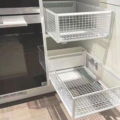 定制滑轨拉篮衣柜厨房拉蓝免打孔网格收纳筐滑轨拉篮铁艺收纳筐