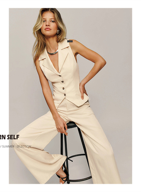 归己/素履以往 极简老钱风无袖西装马甲背心套装气质阔腿裤套装女