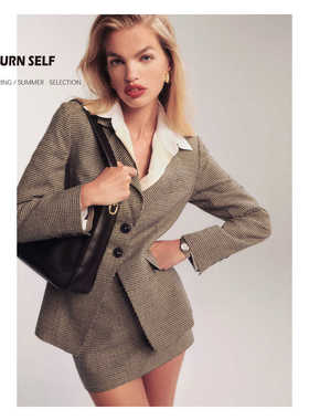 RETIRN SELF新款reformation西装半裙外套套装女秋冬法式复古显瘦