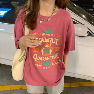 设计感小众韩风chic辣妹网红炸街上衣ins潮 2021年新款 短袖 t恤女装