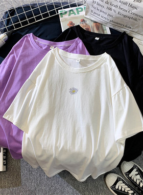 小雏菊t恤女短袖韩版宽松2020年新款原宿bm风紫色香芋紫上衣ins潮