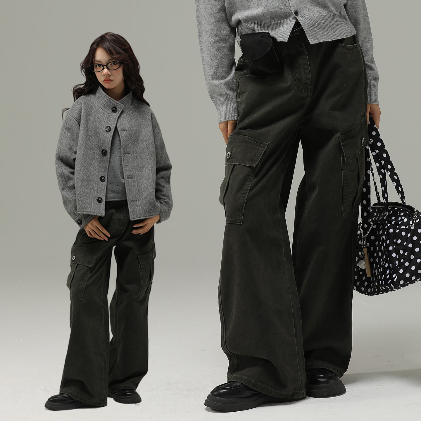 女大童春秋工装裤男童伞兵裤