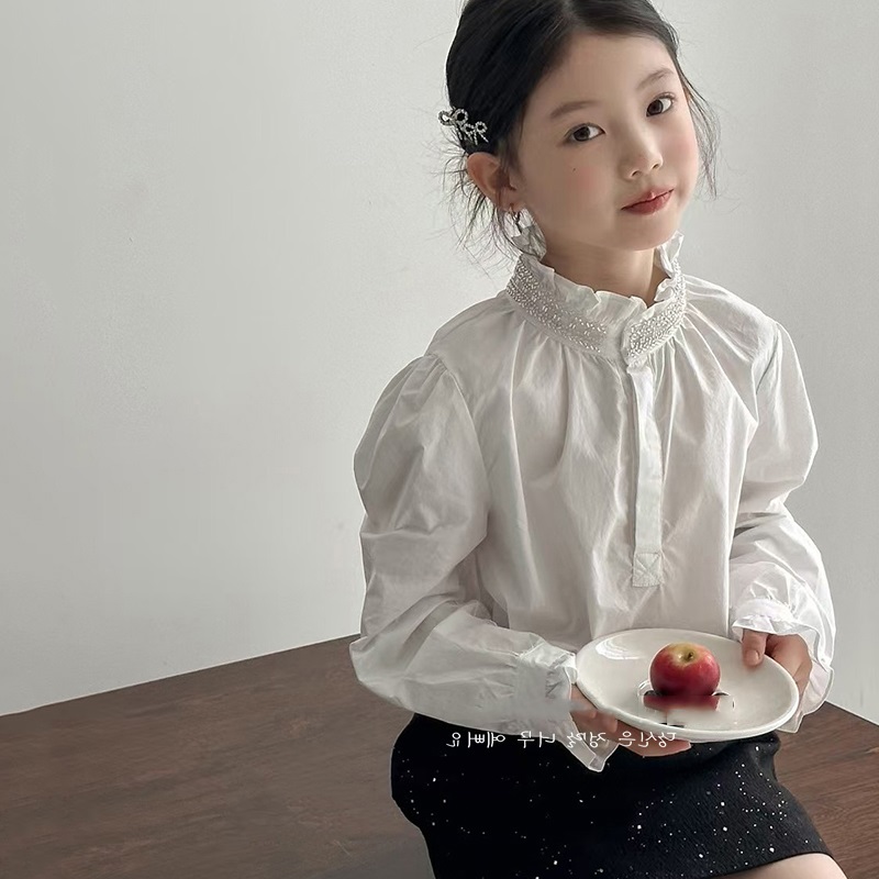 女童早春衬衫白衬衣甜美