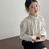 公主 儿童立领钉珠白衬衣小女孩内搭长袖 女童甜美衬衫 2026早春新款
