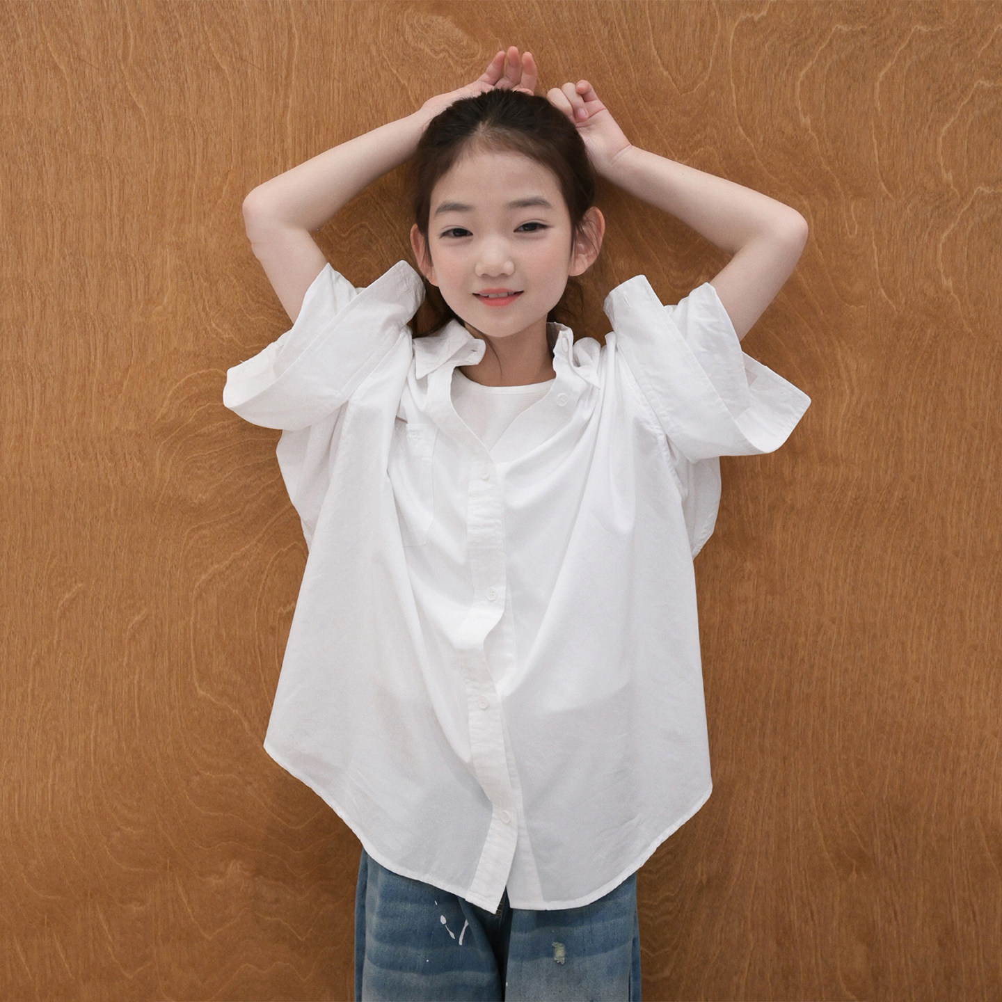 女童春装长袖衬衫2026新款洋气韩版白色翻领衬衣中大儿童休闲上衣