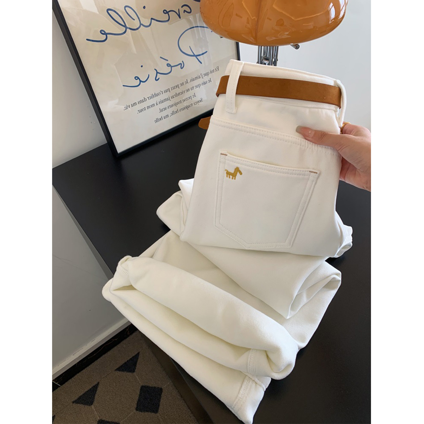 白色加绒加厚窄版牛仔裤阔腿直筒女秋冬高端宽松裤子休闲女童装潮,童装/婴儿装/亲子装,儿童牛仔裤,淘宝优惠券,粉丝福利购,淘宝优惠卷