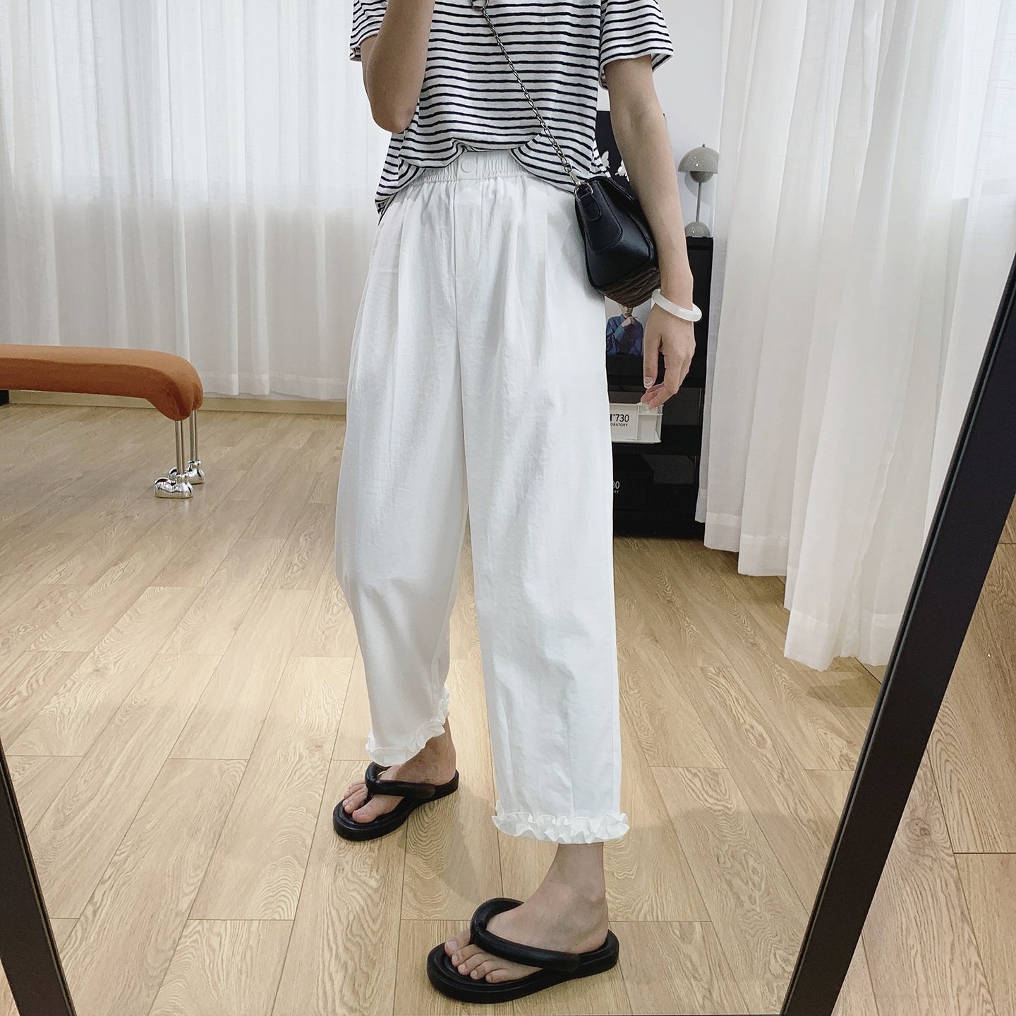 女童木耳边宽松直筒休闲裤女薄款九分裤冰丝速干裤轻薄裤子夏童装