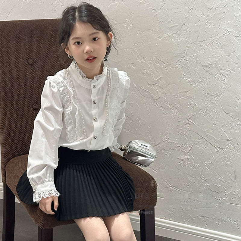 简约韩系女童温柔蕾丝花边衬衫