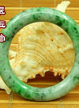 40mm翡翠A货花青种阳绿色小号孩童手镯 老坑玉原石平安袈裟环明料
