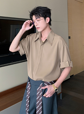 一轩轩轩hlds【西归浦日落】夏季凉感短袖上衣男免烫肌理感衬衫男