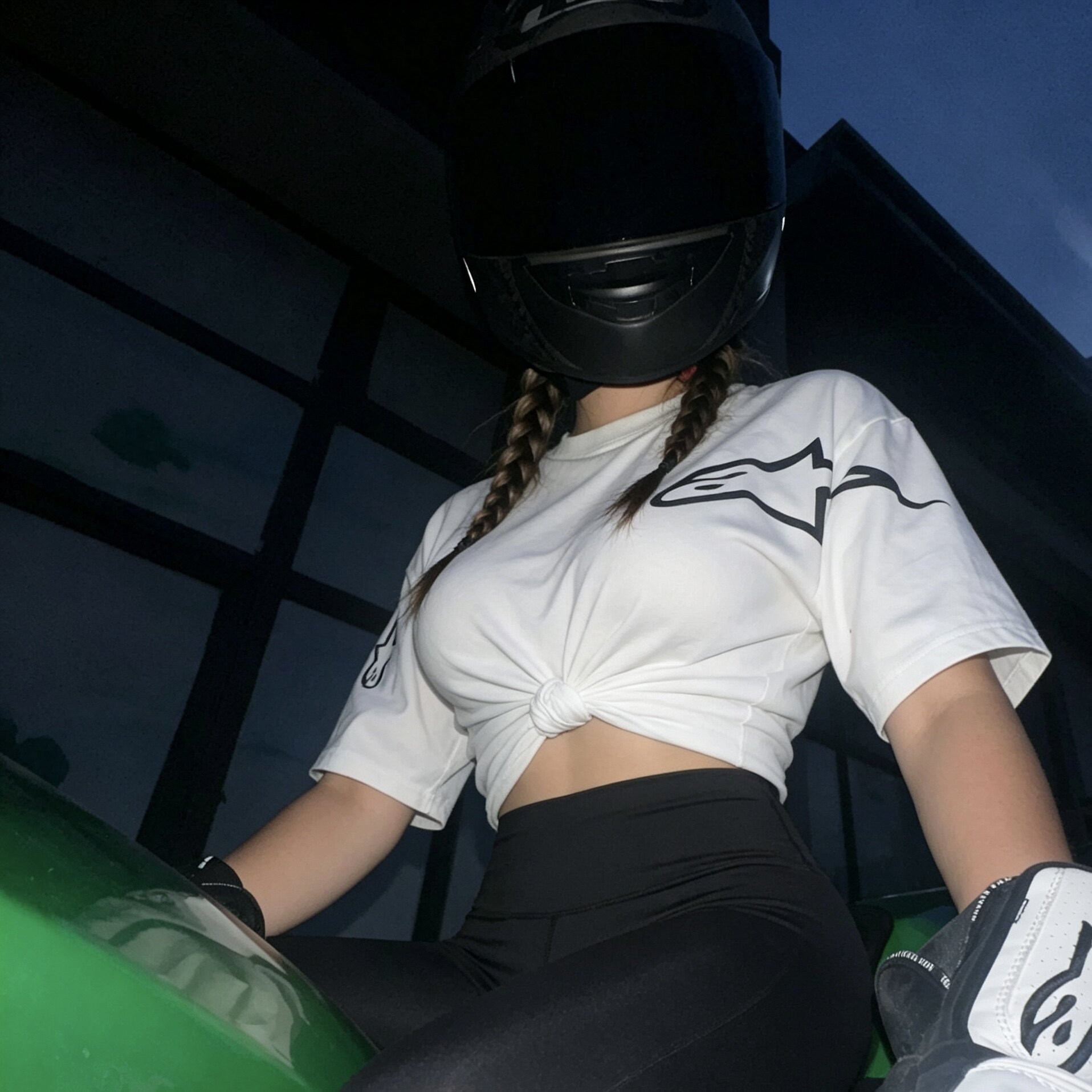 夏季错位a星压烫纯棉男女宽松重磅透气机车骑行短袖T恤质感情侣百