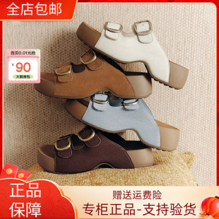 牛皮增高休闲女拖鞋 百丽吐司勃肯鞋 B3087BT6 2026夏款 国内专柜正品