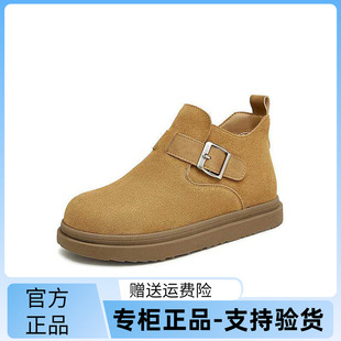 平底女吐司单鞋 BG577DD4 休闲高帮全包勃肯鞋 百思图24秋冬商场新款