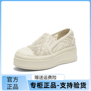 复古休闲渔夫鞋 百思图2025夏季 新款 时尚 B7809BA5 厚底圆头女单鞋