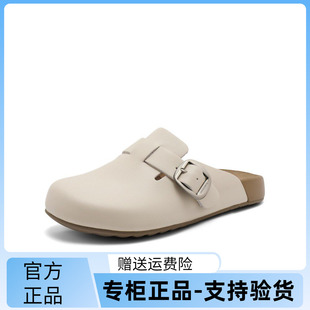 百丽经典 女24秋新商场同款 柔软慵懒包头拖鞋 B3K2CH4 百搭勃肯鞋