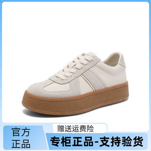 百丽厚底运动德训鞋 B1301CM3 女2023秋新复古休闲鞋