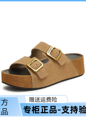 天美意25夏一字拖厚底复古沙发勃肯拖鞋女外穿休闲凉鞋CGK01BT5