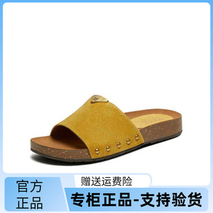 2025夏新款 7GN04BT5 女棕色厚底外穿凉鞋 TATA他她复古休闲勃肯拖鞋