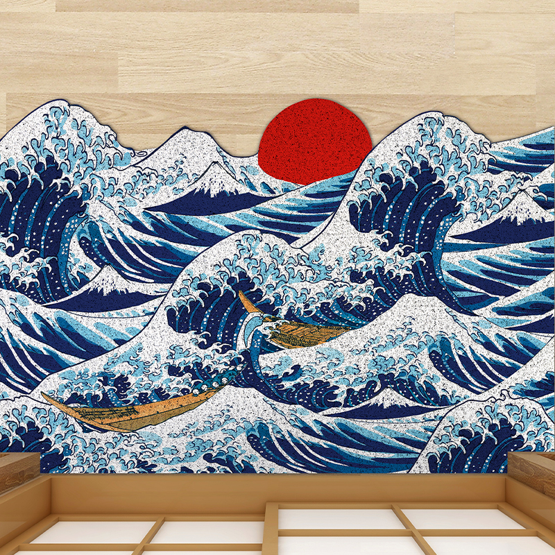 日式风可裁剪丝圈浮世绘玄关地垫