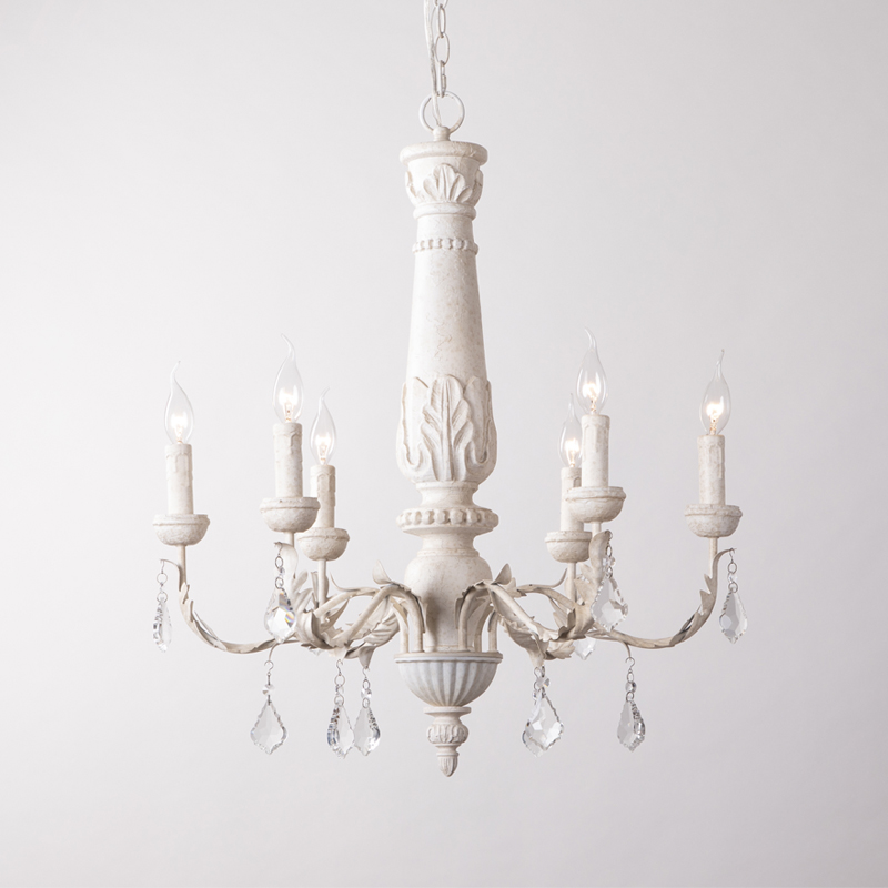 法式复古做旧白色19世纪老式风格莨苕叶水晶吊灯客厅卧室餐厅吊灯
