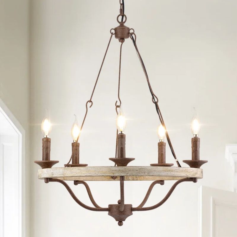 美式乡村实木楼梯间吊灯法式复古客厅餐厅卧室做旧灯侘寂民宿灯饰