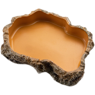 爬虫陆龟角蛙守宫蜥蜴蛇水盆食盆爬宠仿岩石阶梯泡澡盆饮水喂食碗