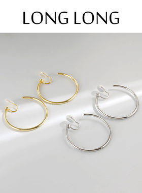 赵露思同款简约时尚光面耳圈耳环女无耳洞蚊香盘耳夹可旋转耳饰潮