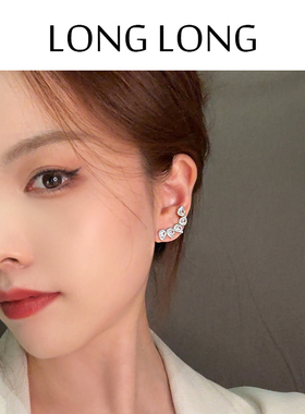 个性时尚耳骨夹耳环女小众设计无耳洞耳夹超闪锆石气质耳饰高级感