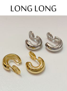 冷淡风耳圈耳环女气质高级感蚊香盘耳夹无耳洞耳饰简约2023年新款