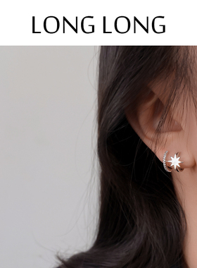 双圈一体式蚊香盘耳夹女无痛高级感耳环小巧百搭无耳洞芒星耳饰潮