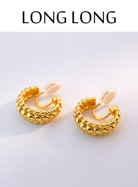欧美风简约麻花圈圈耳环女高级感轻奢无耳洞蚊香盘耳夹日常通勤