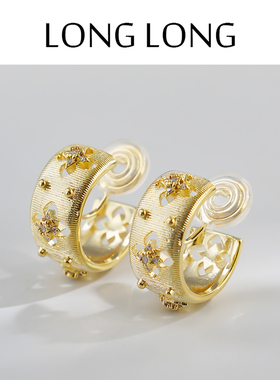 白百合同款精致高级感镂空四叶草锆石耳环女无耳洞蚊香盘耳夹新款