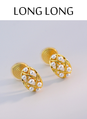 小众高级感蕾丝边镂空珍珠耳环女无耳洞蚊香盘耳夹方圆脸显瘦耳饰