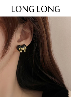 甜酷爱心耳环女无耳洞耳夹高级感蝴蝶结耳钉新款2024新款气质耳饰