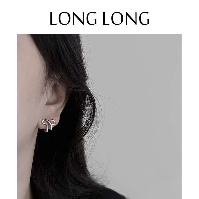 LONGLONG简约小巧蝴蝶结耳环