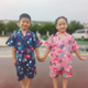 浴衣 可爱时尚 100%纯棉儿童款 汗蒸服浴服睡衣休闲套装