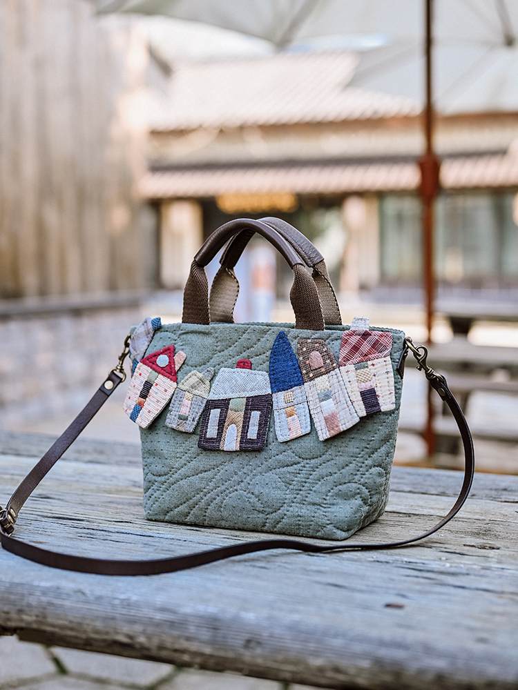 手工DIY材料包/玫瑰拼布材料包/七彩屋手提包【不是成品】