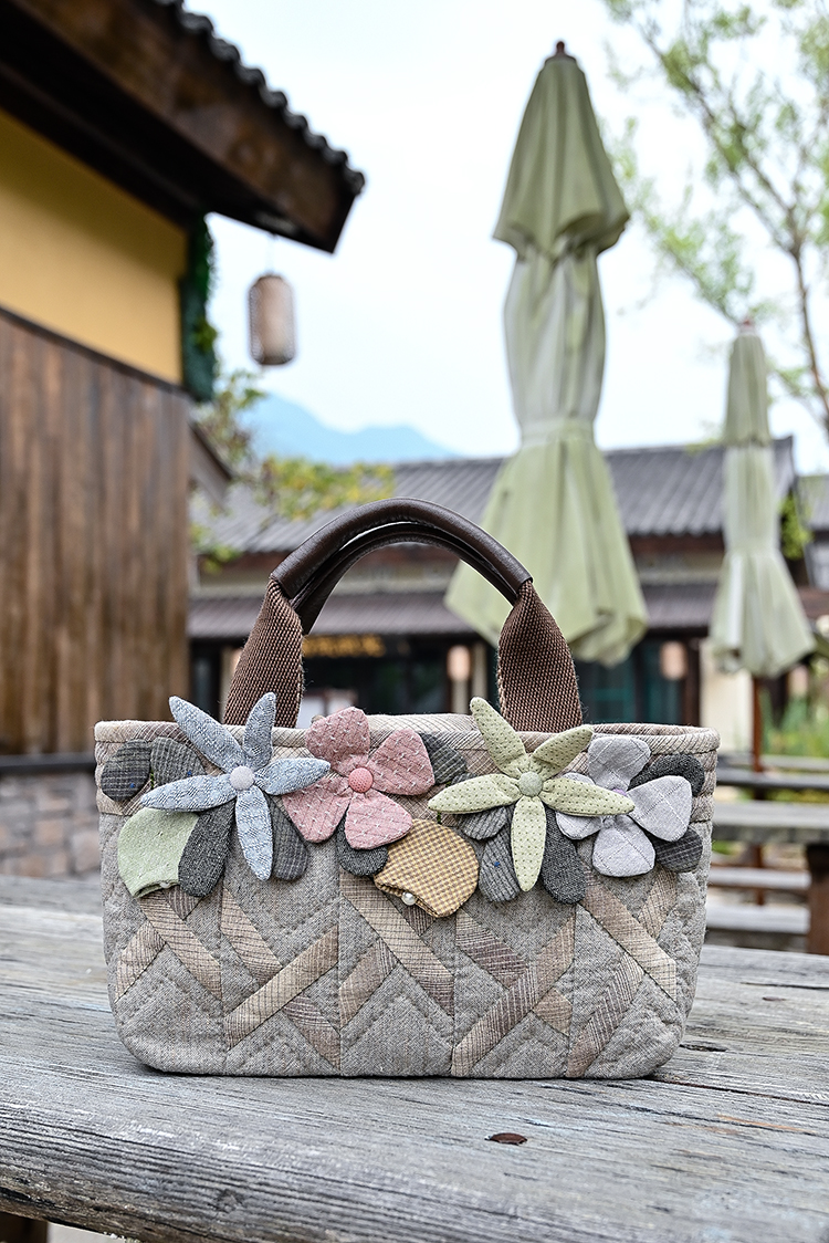 立体花手提包棉布拼布材料包