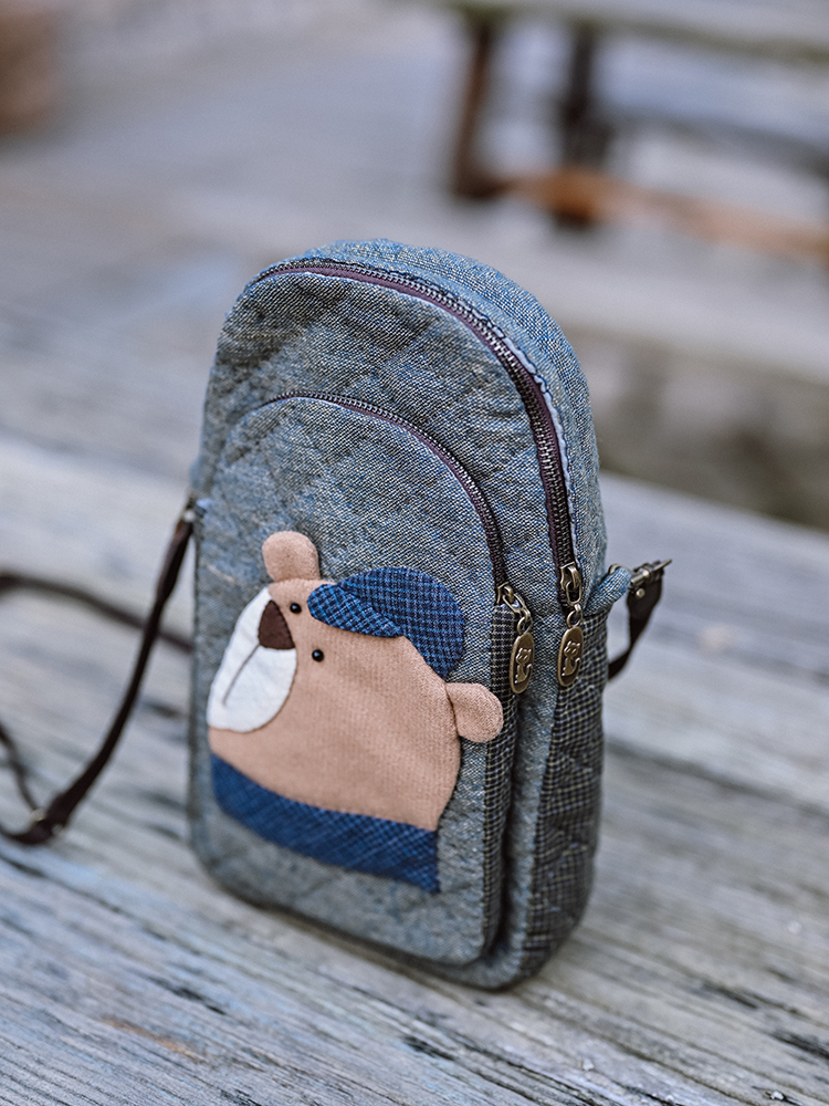 手工DIY材料包/玫瑰拼布材料包/熊仔小挎包【不是成品】