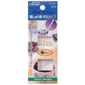 日本clover 可乐工具 圆头串珠刺绣针组套 57-237细  57-238粗