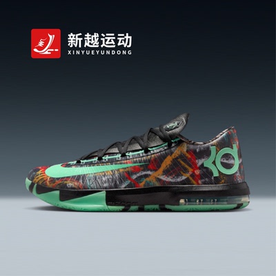 NIKE耐克男子KD 6杜兰特黑绿低帮运动训练实战篮球鞋FQ8356-900