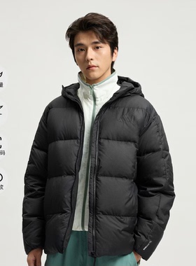Adidas阿迪达斯保暖连帽外套秋男黑色短款鸭绒羽绒服KC2478