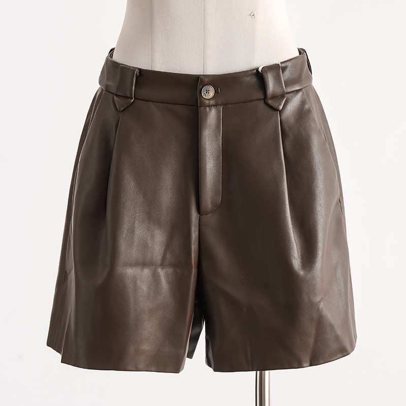专柜正品折扣●高腰直筒皮裤女高级简约休闲百搭短裤2025冬季新款,女装/女士精品,休闲裤,淘宝优惠券,粉丝福利购,淘宝优惠卷