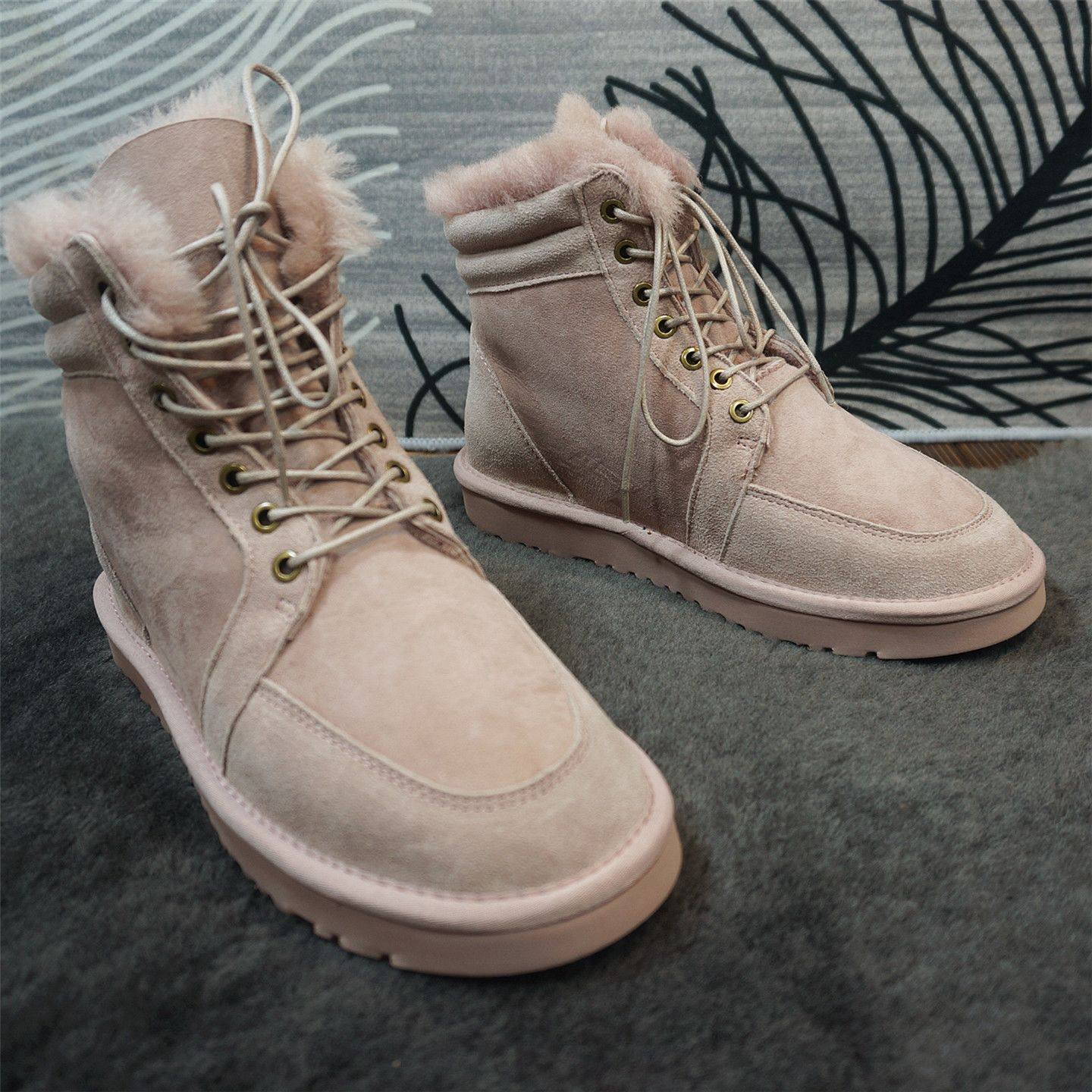 85-1冬季新款真皮羊皮毛一体雪地靴情侣靴系带保暖男女棉靴,女鞋,时尚雪地靴,淘宝优惠券,粉丝福利购,淘宝优惠卷